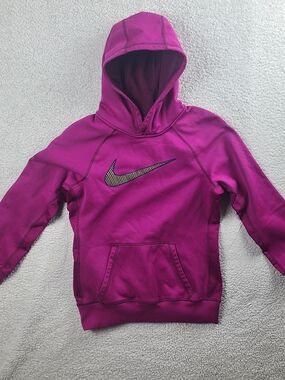 Nike Kids Fuchsia Therma-Fit Hoodie Pullover Size S Pink Sweatshirt